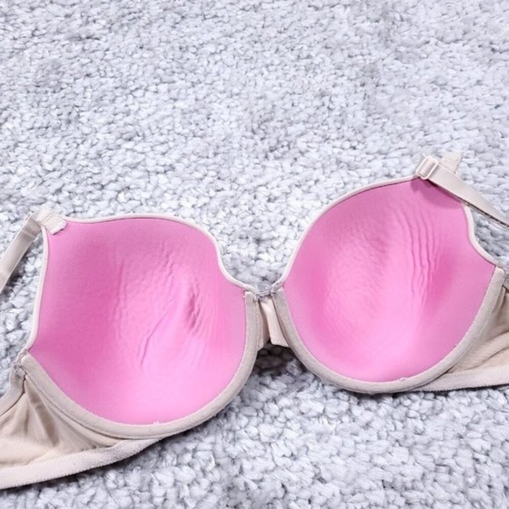 Victoria's Secret PINK Wear Everywhere T-Shirt Lightly Lined Bra 36D Beige Tan - Picture 8 of 13